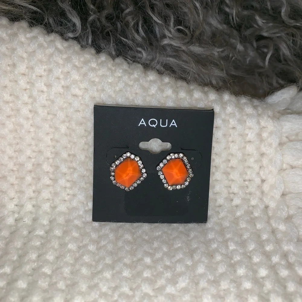 Final Aqua Nwt Neon Orange Stud Earrings